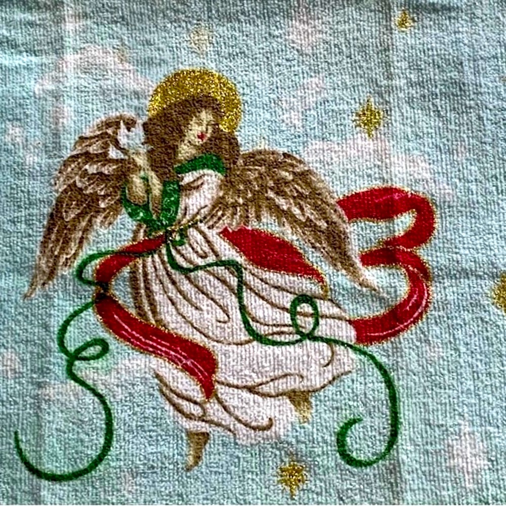 🎄🎁 2 xmas VTG. HOLIDAY ANGEL TERRY TOWEL NWT - 2 for $12